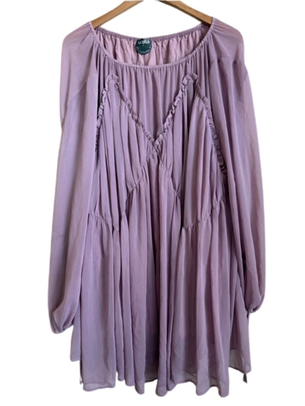 Arula Peasant Renaissance Dress Size C 3X Mauve Balloon Sleeve Boho Plus